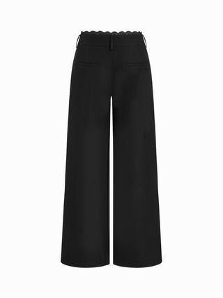 Lace Trimmed Low Rise Wide Leg Trousers