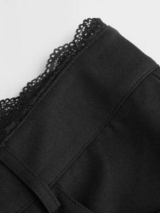 Lace Trimmed Low Rise Wide Leg Trousers