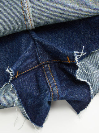 Washed Denim Low Rise A-line Mini Skirt With Metal Detail