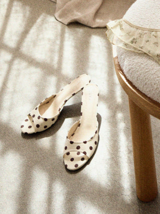 POLKA DOT KITTEN HEELED SANDALS