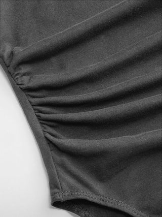 Ruched Round Neck Sleeveless Bodysuit