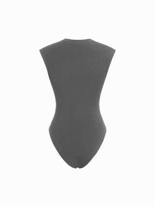 Ruched Round Neck Sleeveless Bodysuit