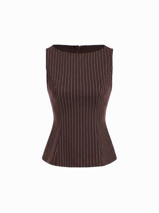 Stripe Boat Neck Tank Top