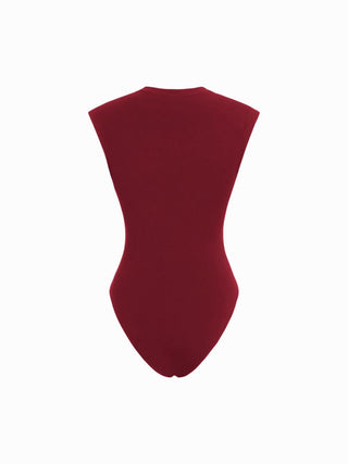 Ruched Round Neck Sleeveless Bodysuit