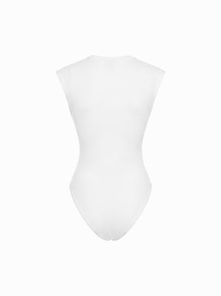 Ruched Round Neck Sleeveless Bodysuit