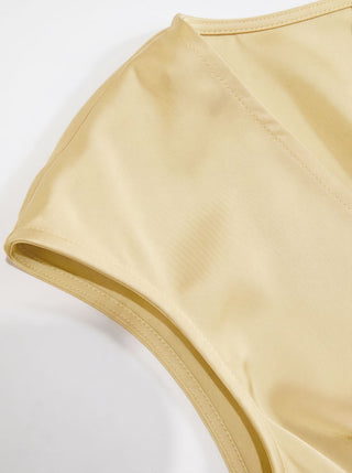Satin V-Neck Ruched Bowknot Tank Blouse