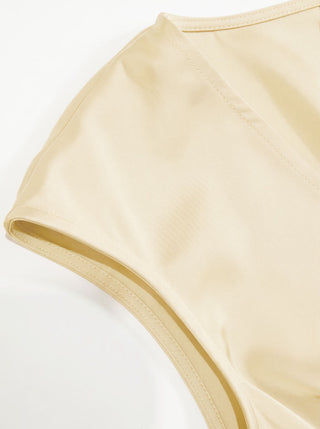 Satin V-Neck Ruched Bowknot Tank Blouse