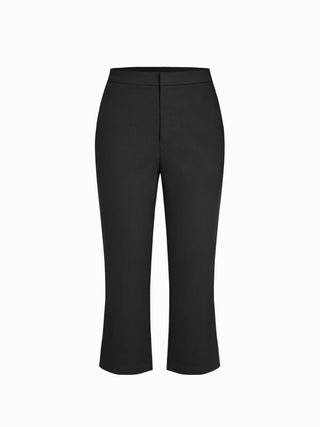 Mid Rise Split Hem Flared Capri Trousers