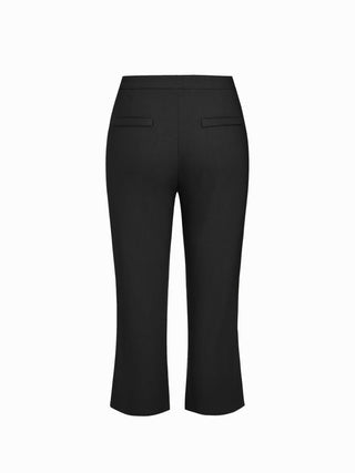 Mid Rise Split Hem Flared Capri Trousers
