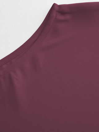 Satin Boat Neck Bell Sleeve Asymmetrical Blouse