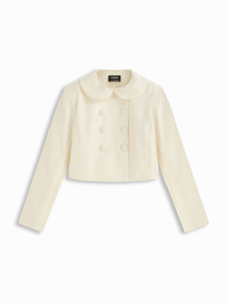 Peter Pan Collar Double Breasted Long Sleeve Blazer