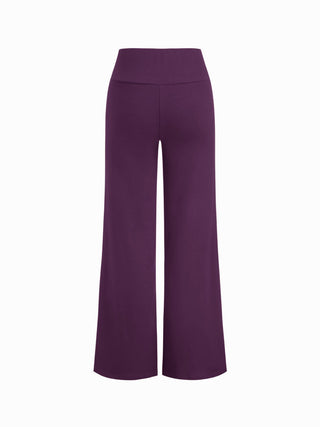 Built-in Bra Square Neck Lace Trim Cami Top & Mid Rise Straight Leg Trousers Loungewear Set