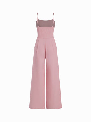Stand Collar Asymmetrical Cloak Sleeve Mid Rise Wide Leg Jumpsuit