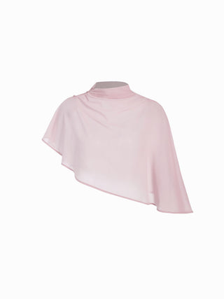 Stand Collar Asymmetrical Cloak Sleeve Mid Rise Wide Leg Jumpsuit