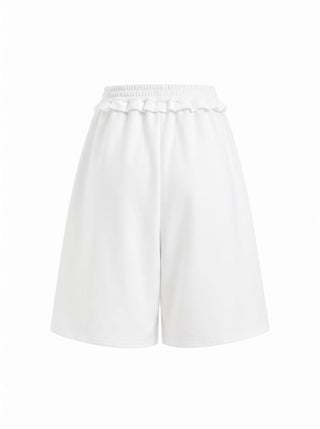 Terry Mid Rise Lettuce Trim Wide Leg Capri Sweatpants