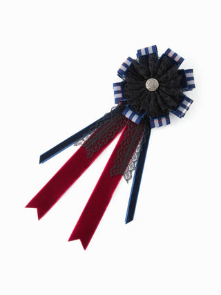 PLAID LACE RIBBON BROOCH