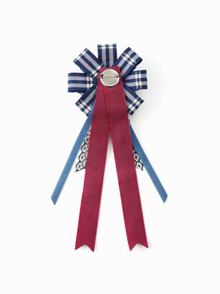 PLAID LACE RIBBON BROOCH