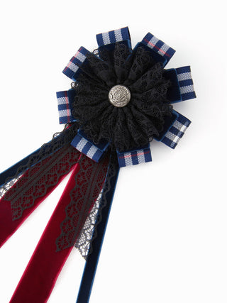 PLAID LACE RIBBON BROOCH