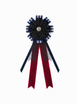 PLAID LACE RIBBON BROOCH