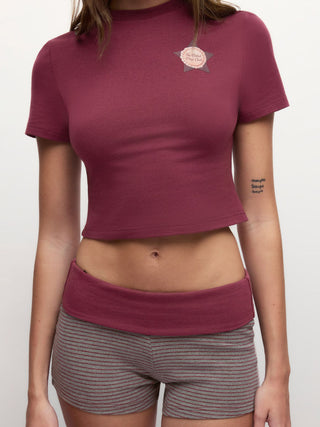 Cotton-blend Star Graphic Tee & Mid Rise Striped Shorts Loungewear Set