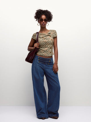 Good Handwriting Plaid Asymmetrical Top