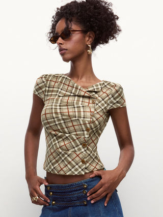 Good Handwriting Plaid Asymmetrical Top