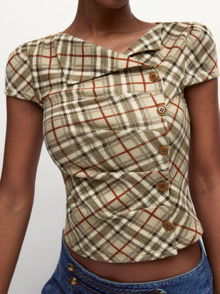 Good Handwriting Plaid Asymmetrical Top