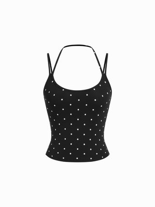 Cotton-blend Halter Neck Double Strap Cami Top