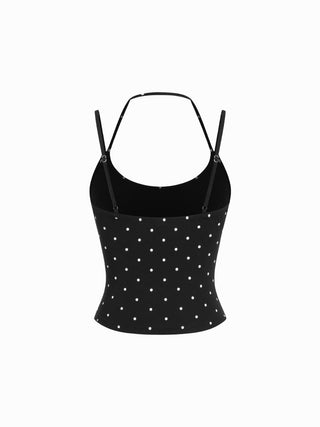 Cotton-blend Halter Neck Double Strap Cami Top