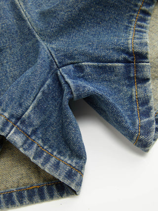 Denim Mid Waist Split Mini Skort