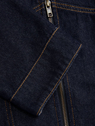 Denim Collar Solid Corset Zipper Jacket