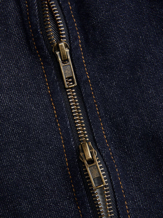 Denim Collar Solid Corset Zipper Jacket