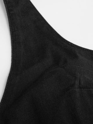 Stretch Denim Halter Neckline Washed A-line Maxi Dress