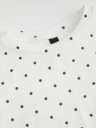 Cotton-blend Short Sleeve Ruffled Hem Tee