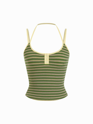 Jacquard Striped Scoop Neck Cami Top