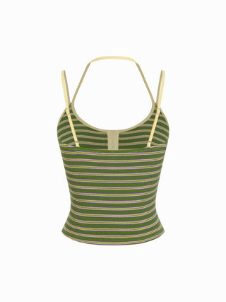 Jacquard Striped Scoop Neck Cami Top