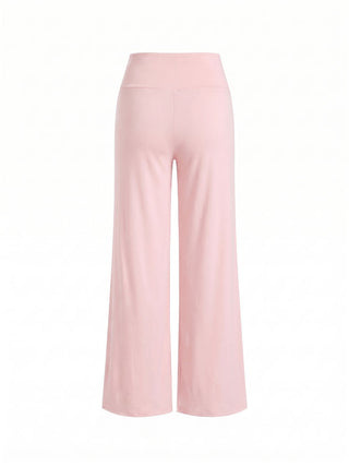 Built-in Bra Square Neck Lace Trim Cami Top & Mid Rise Straight Leg Trousers Loungewear Set