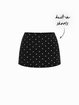 Cotton-blend Low Rise Slit Mini Skirt