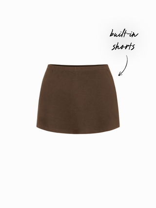 Cotton-blend Low Rise Slit Mini Skirt