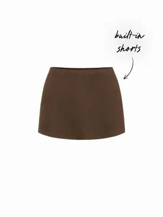 Cotton-blend Low Rise Slit Mini Skirt