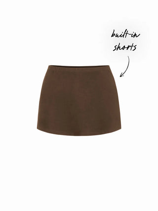 Cotton-blend Low Rise Slit Mini Skirt