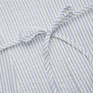 Striped Peter Pan Collar Puff Sleeve Color-block A-line Maxi Dress