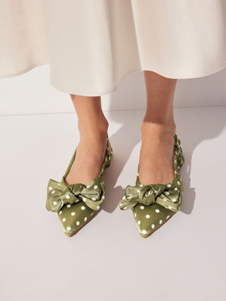 POLKA DOT BOWKNOT SLINGBACK FLATS
