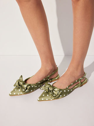 POLKA DOT BOWKNOT SLINGBACK FLATS