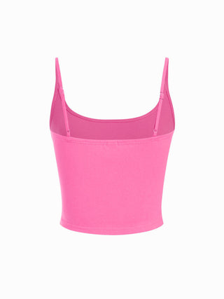 Cotton-blend Scoop Neckline Solid Adjustable Strap Cami Top