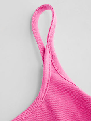 Cotton-blend Scoop Neckline Solid Adjustable Strap Cami Top