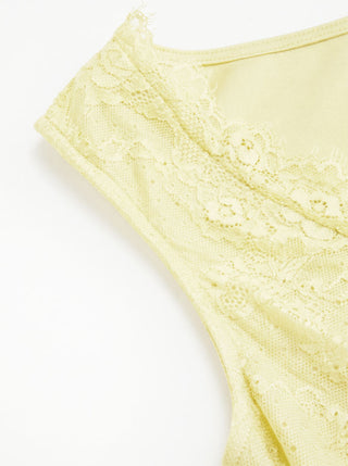 Cotton-blend V-neck Lace Trim A-line Mini Dress