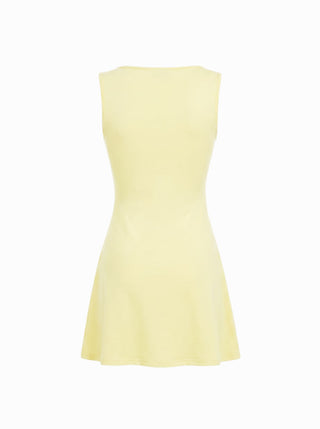 Cotton-blend V-neck Lace Trim A-line Mini Dress