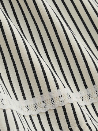 Cotton-blend U-neckline Stripe Lace Trim Cami Top & Mid Rise Elastic Waist Shorts Loungewear Set