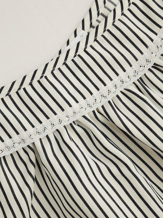Cotton-blend U-neckline Stripe Lace Trim Cami Top & Mid Rise Elastic Waist Shorts Loungewear Set